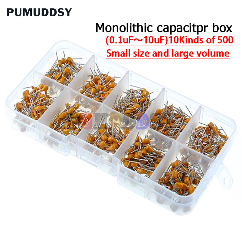 Capacitor Kit Assortment - 500 pièces/lot 10 valeurs * 50pcs